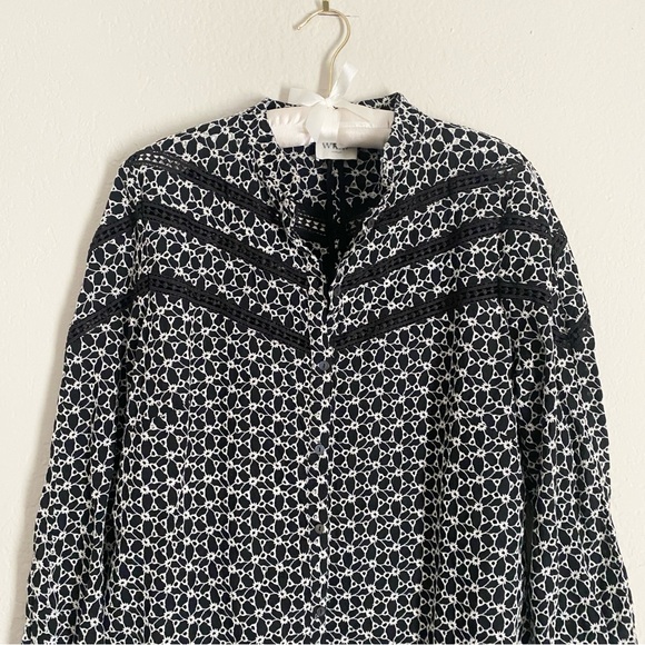 Wrap London Embroidered Black Button Down Top - Picture 2 of 7
